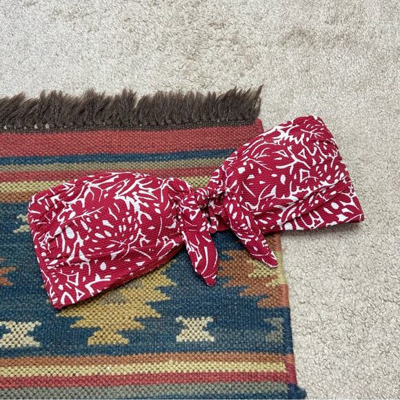 Onia Red and White Bandeau Bikini Top Size Large - Picture 1 of 5